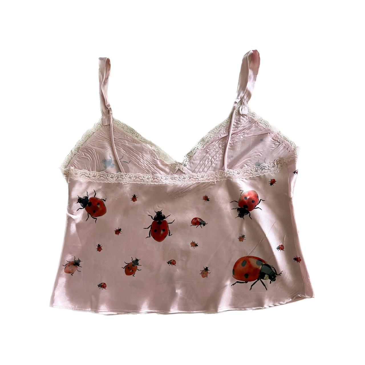 baby pink hand-printed ladybug camisole top