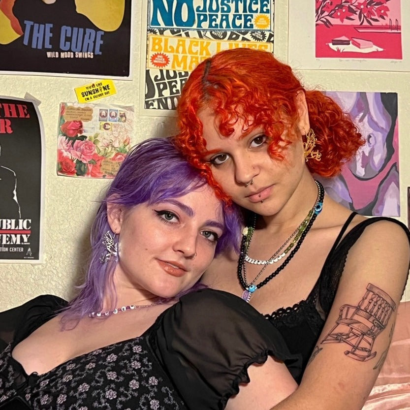 Two models with fairy earrings