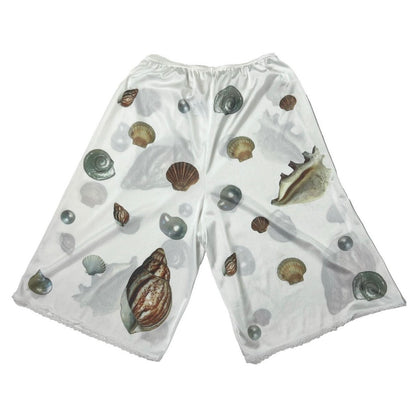 handprinted sea shells on semi-sheer bloomers / pettipants with lace trim